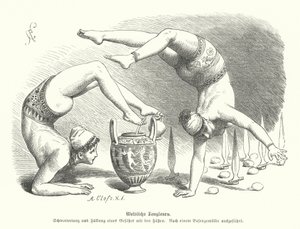 Oud-Griekse vrouwelijke acrobaten (gravure) door German School