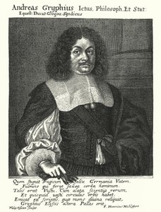 Andreas Gryphius, Duitse dichter en dramaturg (gravure) door German School