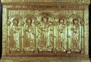 Antependium met Christus en de schenkers aan zijn voeten tussen de aartsengelen Gabriël, Rafaël en Michaël en St. Benedictus