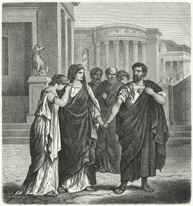 Atilius Regulus bereidt zich voor om Rome te verlaten om terug te keren naar gevangenschap in Carthago (gravure) door German School