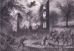 Aanval op een geavanceerde Franse positie, Cassells Geschiedenis van de Oorlog tussen Frankrijk en Duitsland uitgegeven door Cassell and Company Limited, c.1890 door German School