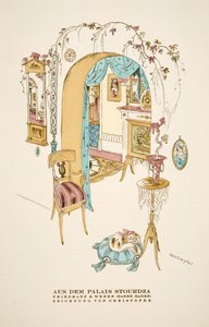"Aus dem Palais Stourdza", reclame voor Friedmann  Weber (Baden-Baden)", uit Styl, pub.1922 (pochoirdruk)