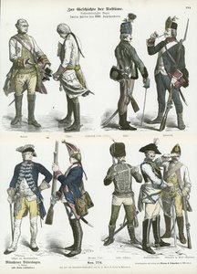 Oostenrijkse en Pruisische militaire uniformen, tweede helft van de 18e eeuw door German School