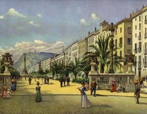 Barcelona, Paseo de Colon (chromolitho)