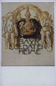 Beierse soldatenhelm (kleurenlitho) door German School