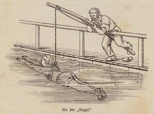Jongen leert zwemmen (gravure)