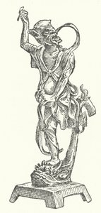 Bronzen standbeeld van Kui Xing, Chinese god van de literatuur door German School