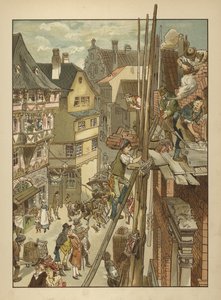 Bouwvakkers aan het werk aan een huis