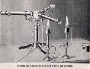 Bunsen-Kirchoff spectroscoop uitgevonden door Robert Bunsen (1811-99) en Gustav Kirchoff (1824-87) in 1859 door German School