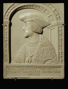 Buste van keizer Karel V als jongeman, na 1520 ... (kalksteen)