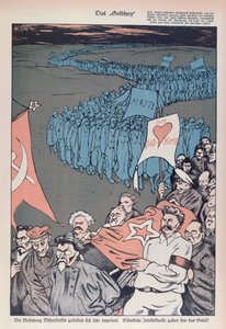 Karikatuur van de dood van Felix Dzherzhinsky, oprichter en directeur van de CHEKA