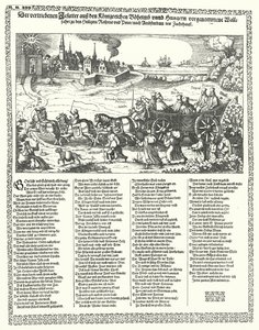 Cartoon die jezuïeten uit Bohemen en Hongarije verdreven in 1620 aan het begin van de Dertigjarige Oorlog door German School