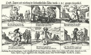 Cartoon over tabak en pijproken (gravure) door German School