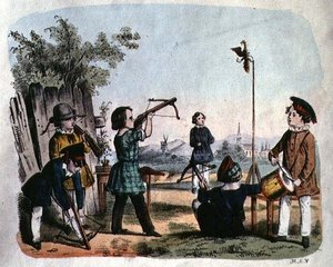 Kinderen die een Doelwit Schieten met een Haakbus, ca.1860