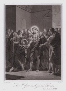 Christus verschijnt aan Thomas (gravure) door German School