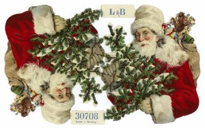 Kerstkaart met afbeelding van de Kerstman door German School