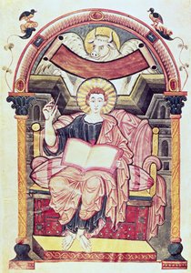 Cod 22. f.85v St. Lucas de Evangelist, uit Treves, Karolingisch, ca. 800 AD door German School