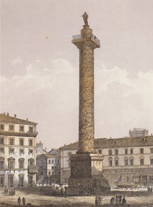 Zuil van Marcus Aurelius, Rome (kleurenlitho)