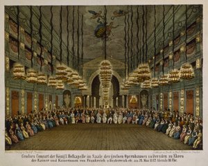 Concert van de koninklijke band in het auditorium van de Dresden Opera House ter ere van het keizerlijk paar, 1812 door German School