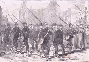 Konvooi van gevangenen, Cassells Geschiedenis van de oorlog tussen Frankrijk en Duitsland uitgegeven door Cassell and Company Limited, ca. 1890 door German School