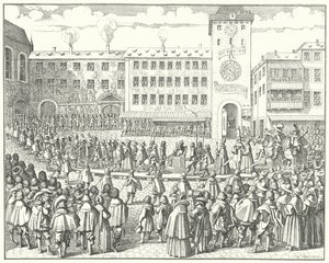 Kroningsprocessie van Matthias, Heilige Roomse Keizer in 1612 door German School
