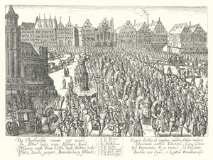 Kroningsprocessie van de Heilige Roomse Keizer Ferdinand II, Frankfurt door German School