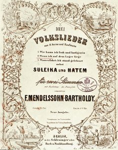 Omslag van de partituur voor Drei Volkslieder door Felix Mendelssohn door German School