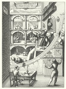 De muurschijf van de Deense astronoom Tycho Brahe in zijn observatorium in Uraniborg, Hven, Denemarken door German School