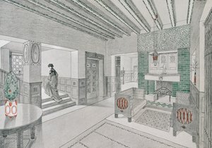 Ontwerp voor een woonkamer door Valentin Mink, 1906