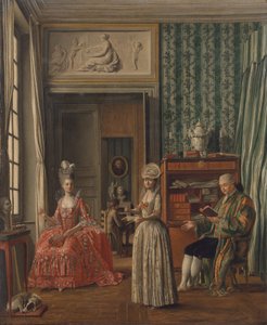 Huiselijke scène, c.1775-80 door German School