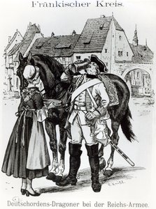 Dragonder van de Teutoonse Ridders in 1757 door German School