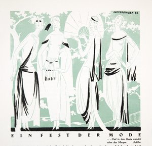 Ein Fest der Mode, uit Styl, geb. 1922 (pochoirdruk) door German School