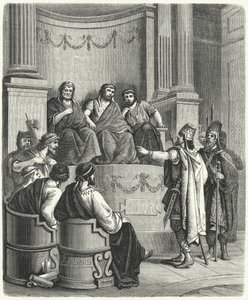 Gezanten van Eumenes II van Pergamon voor de Romeinse Senaat (gravure) door German School