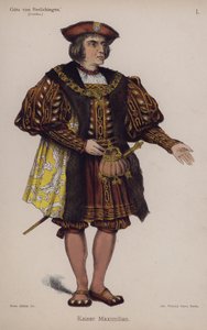 Keizer Maximiliaan, uit Gotz von Berlichingen door Goethe (gekleurde litho) door German School