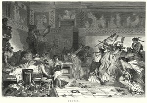 Vermaak na de maaltijd op een Romeins feest
