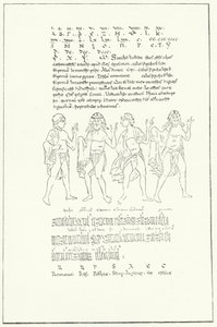 Facsimile van een pagina uit De Temporibus (Over Tijd) door de Eerbiedwaardige Beda (gravure) door German School
