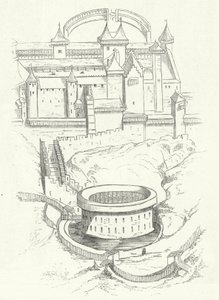 Verdedigingswerken van Carcassonne, Frankrijk (gravure)