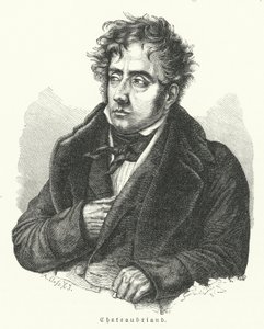 Francois-Rene de Chateaubriand, Franse romanschrijver, politicus, diplomaat en historicus (litho) door German School