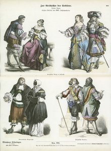 Franse en Nederlandse kostuums, begin 17e eeuw
