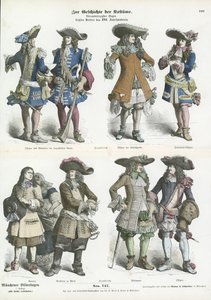 Franse kostuums, late 17e eeuw