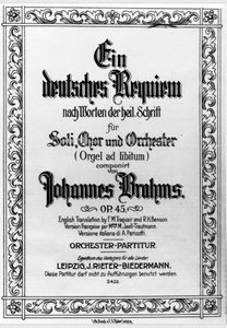 Frontispice van het Duitse Requiem door Johannes Brahms (1833 - 1897) door German School