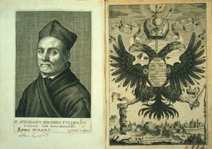 Frontispice van Magnes sive de Arte Magnetica Opus Tripartitum door Athanasius Kircher, 1643 door German School