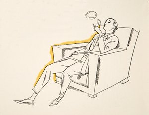 Man die rookpijpen blaast, uit Styl, geb. 1922 (pochoirprent)