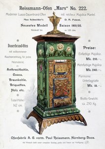 Duitse reclame voor een art nouveau stijl ketel, eind 19e eeuw door German School