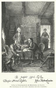 Duitse filosoof en dramaturg bespreekt religie met Moses Mendelssohn en Johann Kaspar Lavater door German School