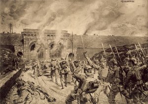 Duitse troepen vallen de Porte du Douai in Lille aan op 12 oktober 1914 door German School