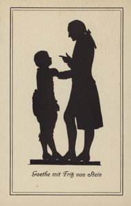 Goethe met Fritz von Stein (litho) door German School