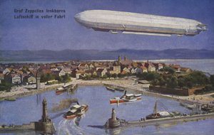 Luchtschip van graaf Ferdinand von Zeppelin in vlucht