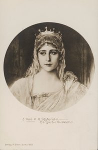 Groothertogin Elizabeth Feodorovna, vrouw van Groothertog Sergej Aleksandrovitsj van Rusland (litho) door German School