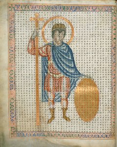 Keizer Lodewijk I, de Vrome, met een kruis en schild, uit 